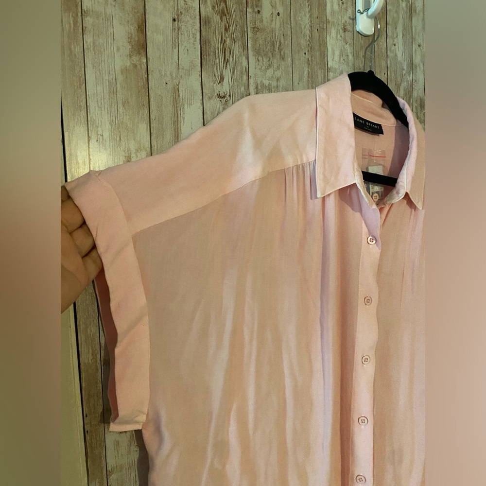 Lane Bryant New pink no-peek button up top size 20 collared blouse new with tags - Picture 3 of 7